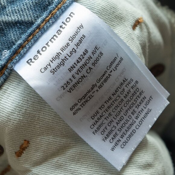 Reformation Cary Jeans Slouchy High Rise Straight Wide Leg Minimal Tencel Denim - Picture 11 of 11